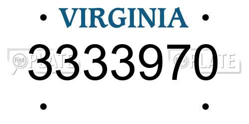 3333970 Virginia License Plate