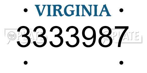3333987 Virginia License Plate