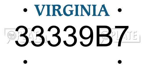 33339B7 Virginia License Plate