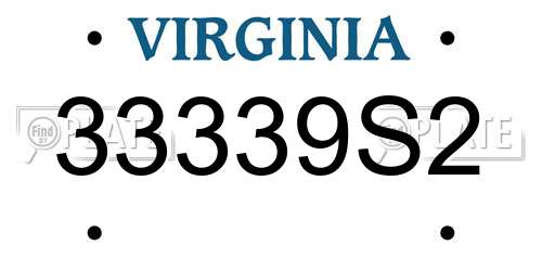 33339S2 Virginia License Plate