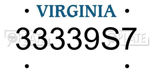 33339S7 Virginia License Plate