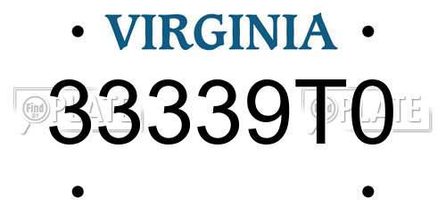 33339T0 Virginia License Plate