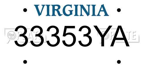 33353YA Virginia License Plate
