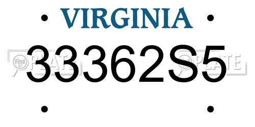 33362S5 Virginia License Plate