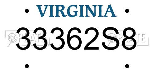 33362S8 Virginia License Plate