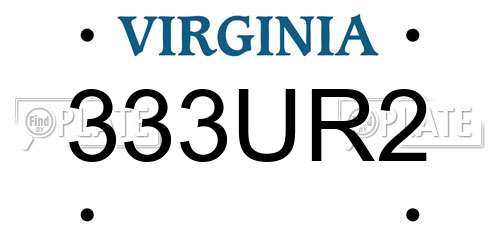 333UR2 Virginia License Plate