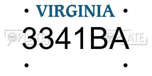 3341BA Virginia License Plate