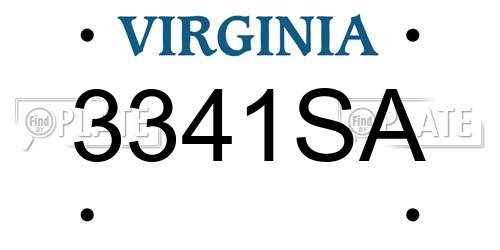 3341SA Virginia License Plate