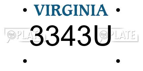 3343U Virginia License Plate