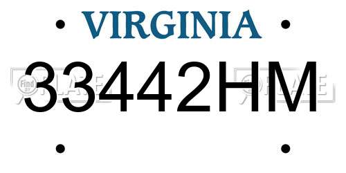 33442HM Virginia License Plate