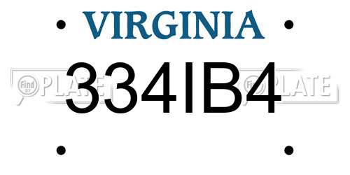 334IB4 Virginia License Plate