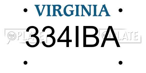 334IBA Virginia License Plate