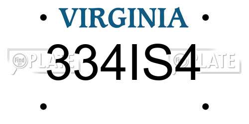 334IS4 Virginia License Plate