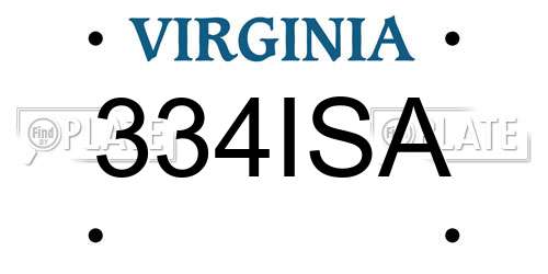 334ISA Virginia License Plate