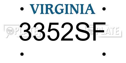 3352SF Virginia License Plate