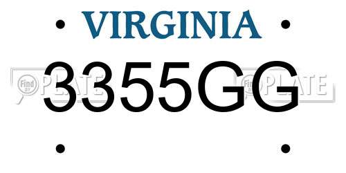 3355GG Virginia License Plate
