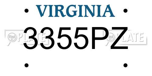 3355PZ Virginia License Plate