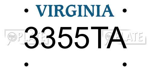 3355TA Virginia License Plate
