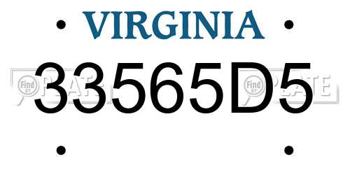 33565D5 Virginia License Plate