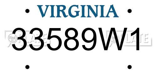 33589W1 Virginia License Plate