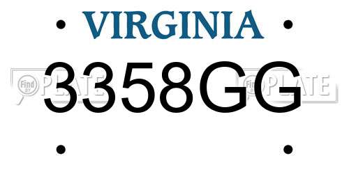 3358GG Virginia License Plate