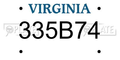 335B74 Virginia License Plate