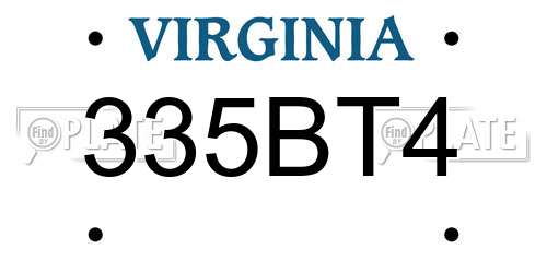 335BT4 Virginia License Plate
