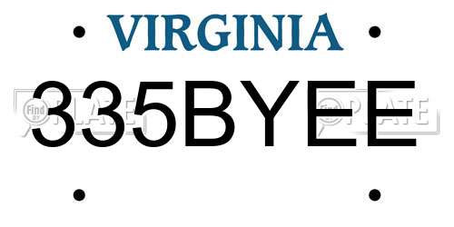 335BYEE Virginia License Plate