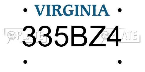 335BZ4 Virginia License Plate