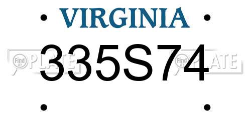335S74 Virginia License Plate