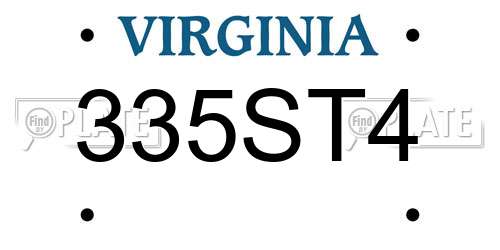 335ST4 Virginia License Plate