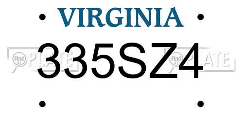 335SZ4 Virginia License Plate