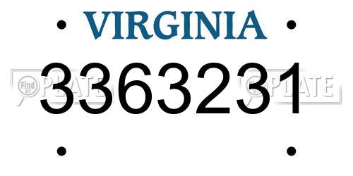 3363231 Virginia License Plate