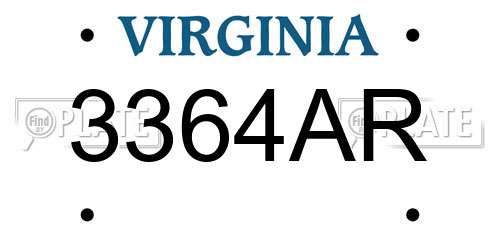 3364AR Virginia License Plate