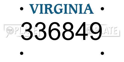 336849 Virginia License Plate