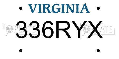 336RYX Virginia License Plate