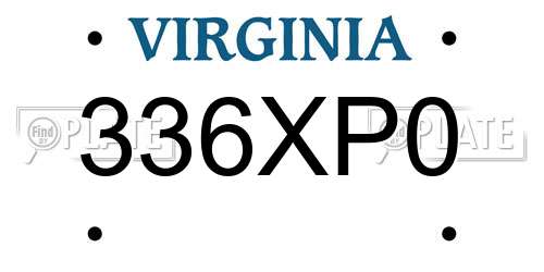 336XP0 Virginia License Plate