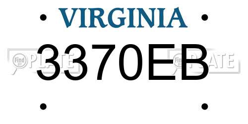 3370EB Virginia License Plate
