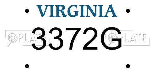 3372G Virginia License Plate