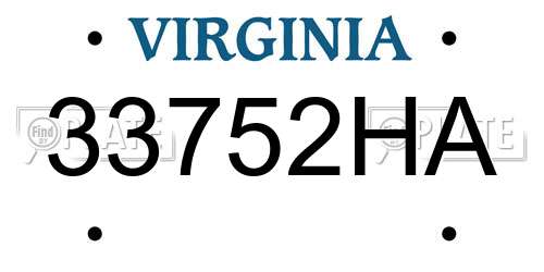 33752HA Virginia License Plate