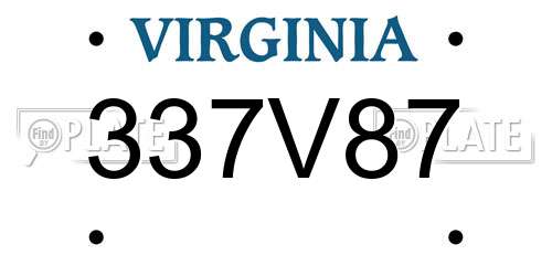 337V87 Virginia License Plate