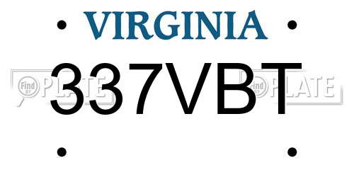 337VBT Virginia License Plate