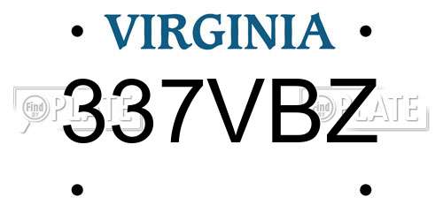 337VBZ Virginia License Plate