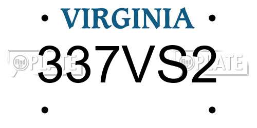 337VS2 Virginia License Plate
