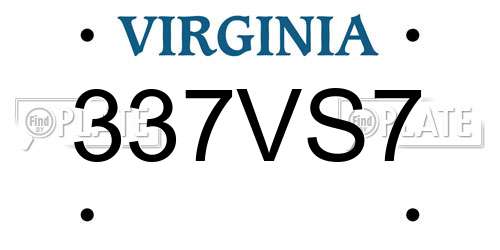 337VS7 Virginia License Plate