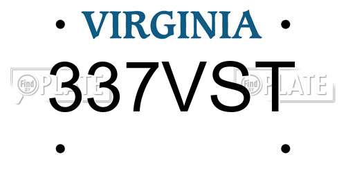 337VST Virginia License Plate