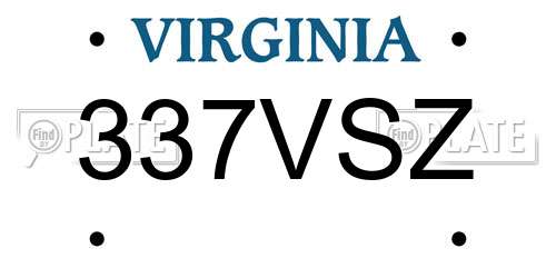 337VSZ Virginia License Plate