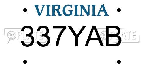 337YAB Virginia License Plate