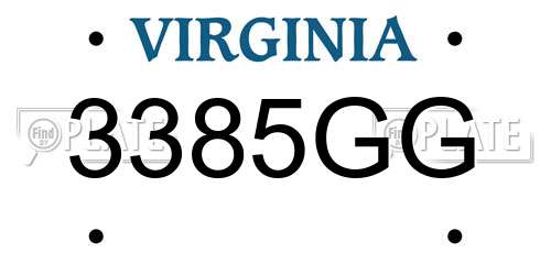 3385GG Virginia License Plate