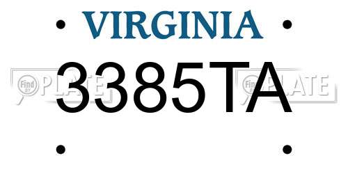 3385TA Virginia License Plate